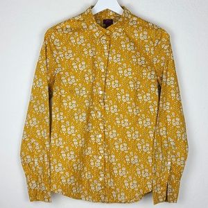 J. Crew Yellow Floral Button Long Sleeve Top 4